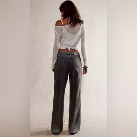 Free People We The Free Tinsley Baggy High Rise Straight Leg Jeans NWT Sz 26S - Picture 3 of 8